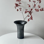 Handmade Tibetan Wide‑Mouth Black Pottery Vase