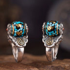 Medicine Buddha Spinner Ring | 925 Silver & Turquoise Dzi