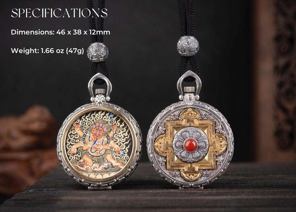 Mandala Gau Thangka Locket Necklace | 925 Silver Amulet