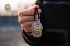 Black‑Gold Thangka Gau Necklace | 925 Silver & Dharma Wheel