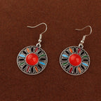 "Tibetan Sun God Earrings" - Solar Feather & Turquoise Dangle Earrings