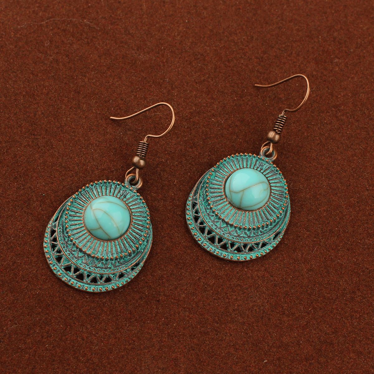 "Peacock King Tribal Earrings" - Royal Blue Feather Statement Dangles