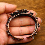 Himalayan Labradorite Crystal Brass Cuff – Vintage-Inspired Adjustable Handmade Bracelet