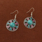"Tibetan Sun God Earrings" - Solar Feather & Turquoise Dangle Earrings