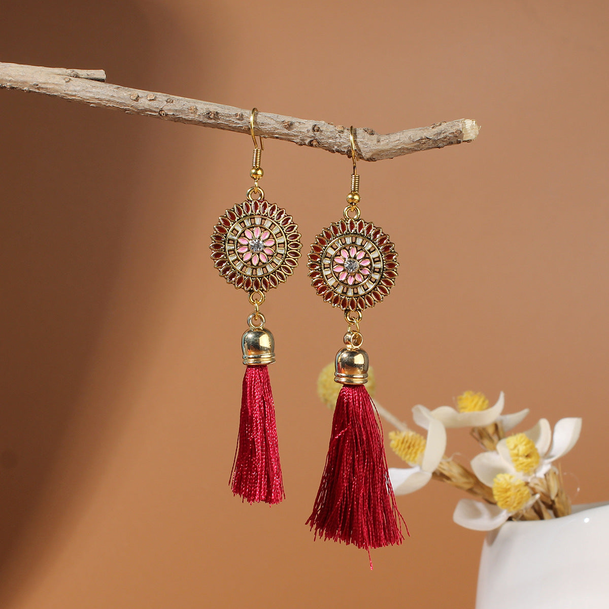 Tibetan Cross-Border Ethnic Silver Earrings | Colorful Feather Dangle Earrings with Turquoise
