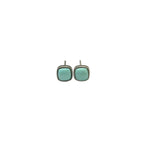 Tibetan Raw Turquoise Cube Stud Earrings Precision-Set in S925 Sterling Silver | Minimalist Daily Wear