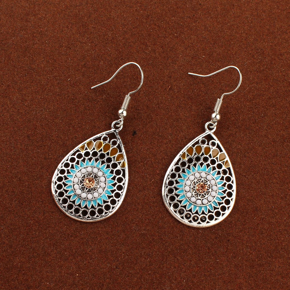 "Peacock King Tribal Earrings" - Royal Blue Feather Statement Dangles