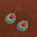 "Peacock King Tribal Earrings" - Royal Blue Feather Statement Dangles