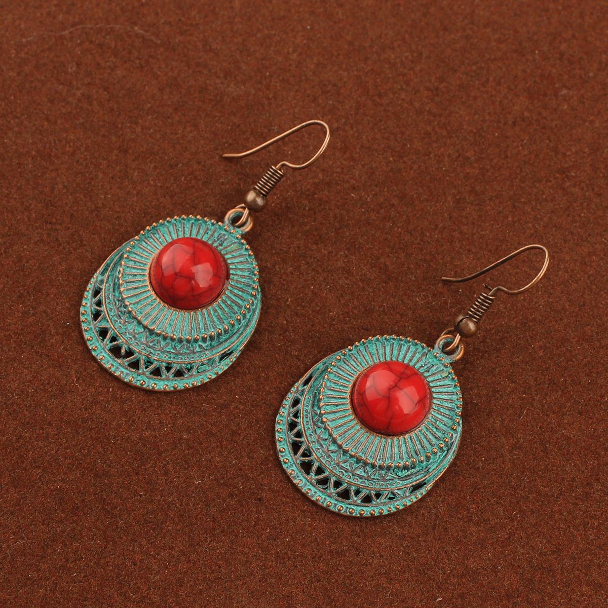 "Peacock King Tribal Earrings" - Royal Blue Feather Statement Dangles