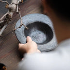 Handmade Tibetan Black Pottery Hat Plate Ø20 cm