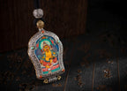 Hand‑Painted Thangka Amulet Necklace | 925 Silver & Rotating Dharma Wheel