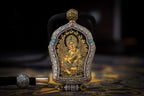 Black‑Gold Thangka Gau Necklace | 925 Silver & Dharma Wheel