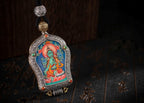 Hand‑Painted Thangka Amulet Necklace | 925 Silver & Rotating Dharma Wheel