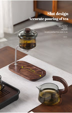 Modern Magnetic Glass Teapot Set – Heat-Resistant Lazy Brewer with Wood Handle & Stainless Steel Infuser