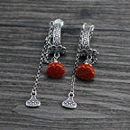 925 silver Tibetan long tassel Nanhong asymmetric earrings women's niche design high sense