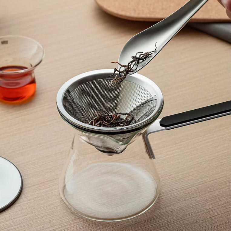 Classic Series 1-4Cup Wood Neck Drip Pot Elegant Ceramic Pour Over Coffee and Tea Maker Set with Filter for Travel and Camping