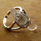 Himalayan Energy Raw Crystal Ring | Adjustable White Quartz Statement Ring | 21-Power Natural Stone Jewelry