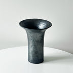 Handmade Tibetan Wide‑Mouth Black Pottery Vase