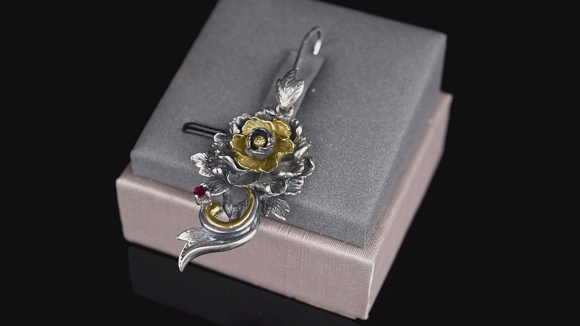 Golden Bloom Rose Earrings | Sterling-Silver & Tourmaline