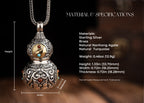 Tibetan Gourd Pendant | Sterling Silver, Brass & Agate Luck Charm